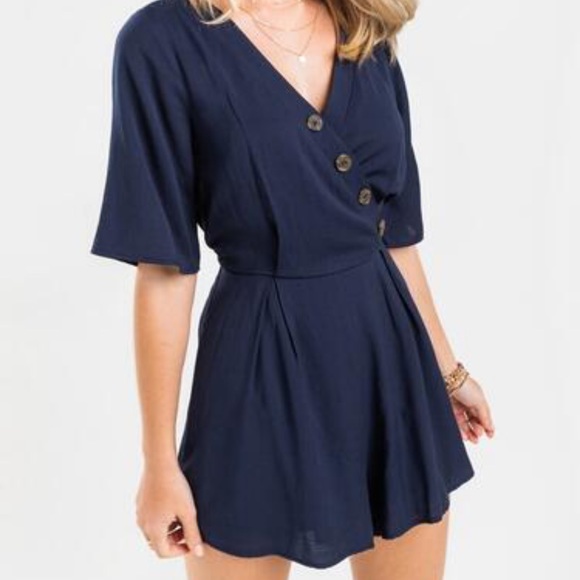 Mi Ami Other - Gia Kimono Sleeve Romper Navy Medium